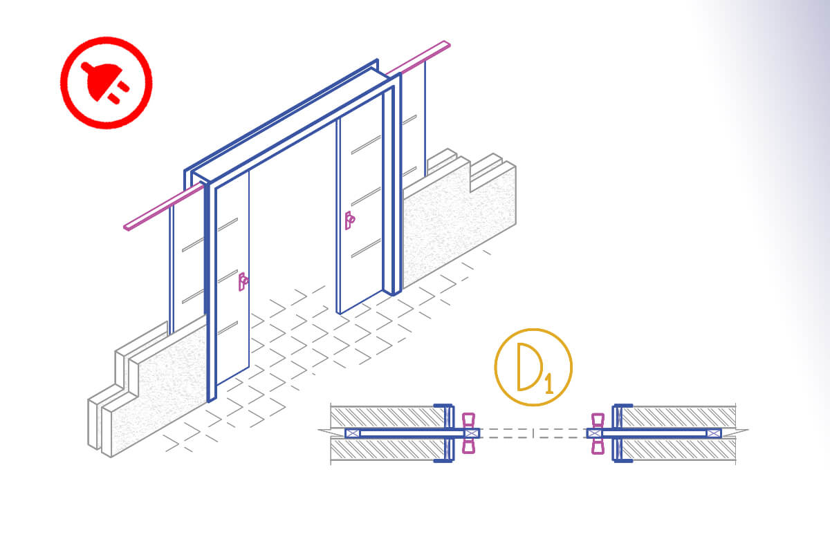 Wood Pocket Double Door Drawing - AppisCAD