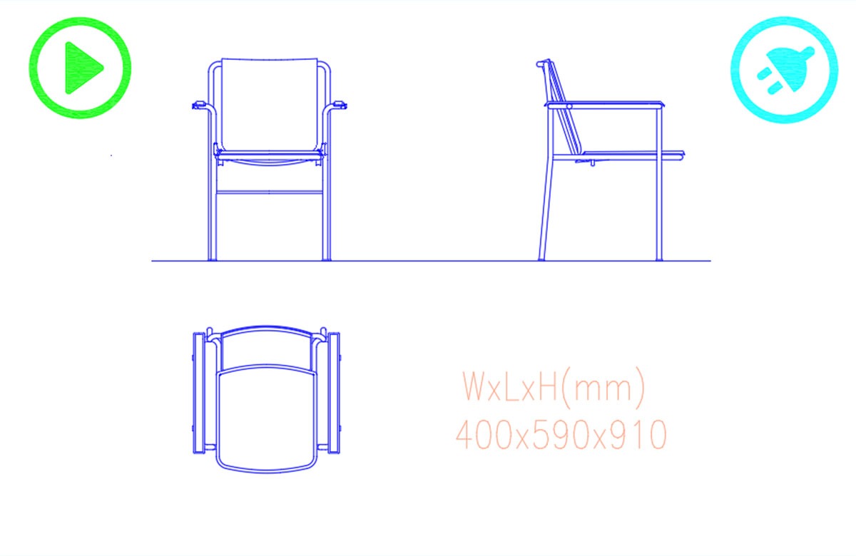 Conference Frame Chair 400x590x810 CAD Block AppisCAD   Jpeg8376 