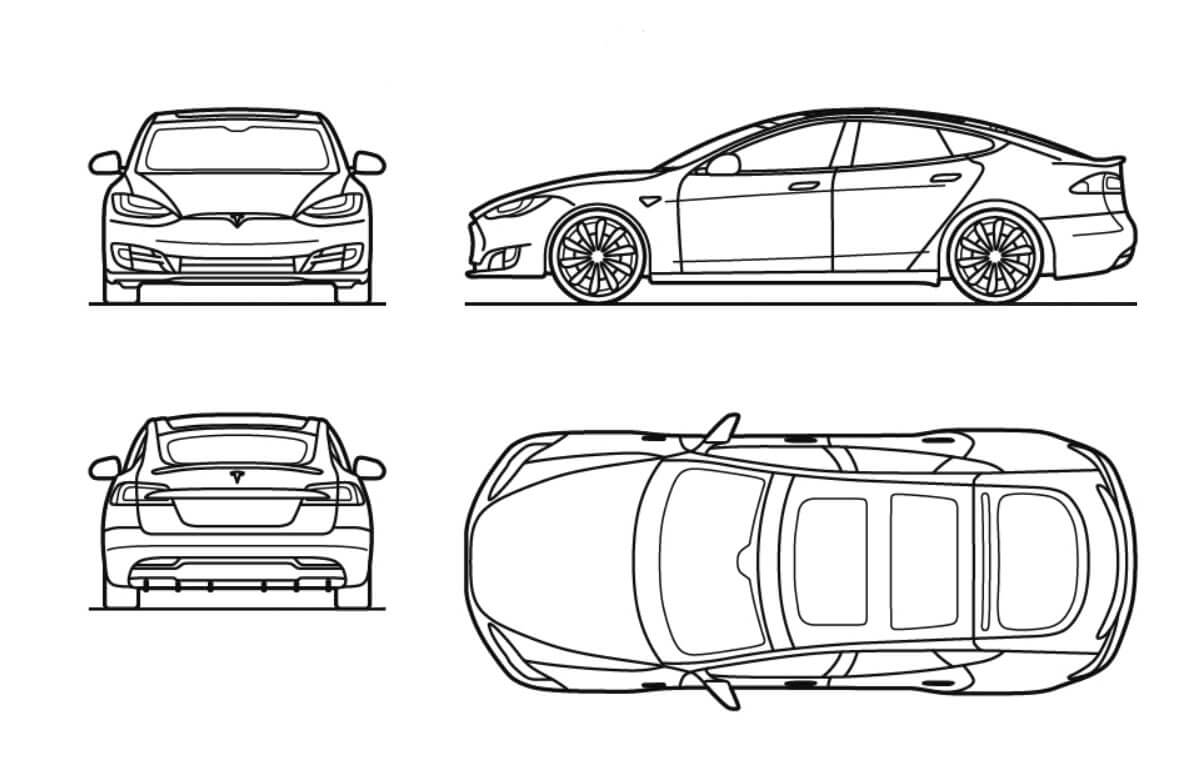 Tesla Model S car CAD block - AppisCAD