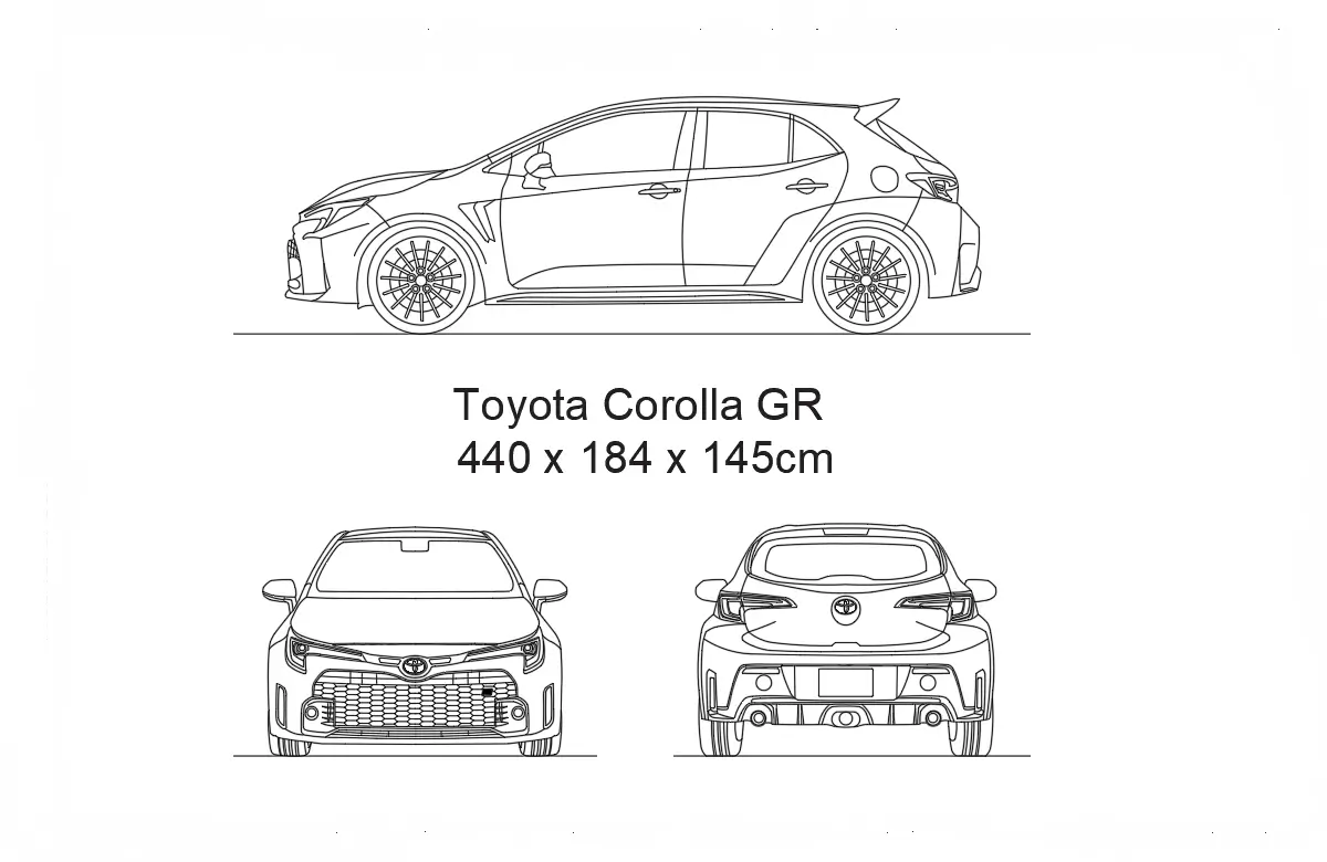 Toyota Corolla GR car CAD block - AppisCAD