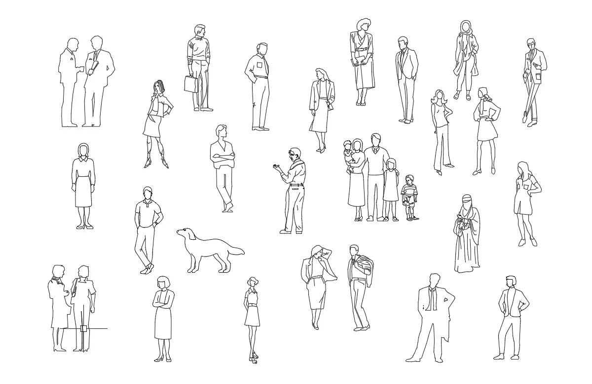 People Standing CAD blocks and drawings - Free download - AppisCAD